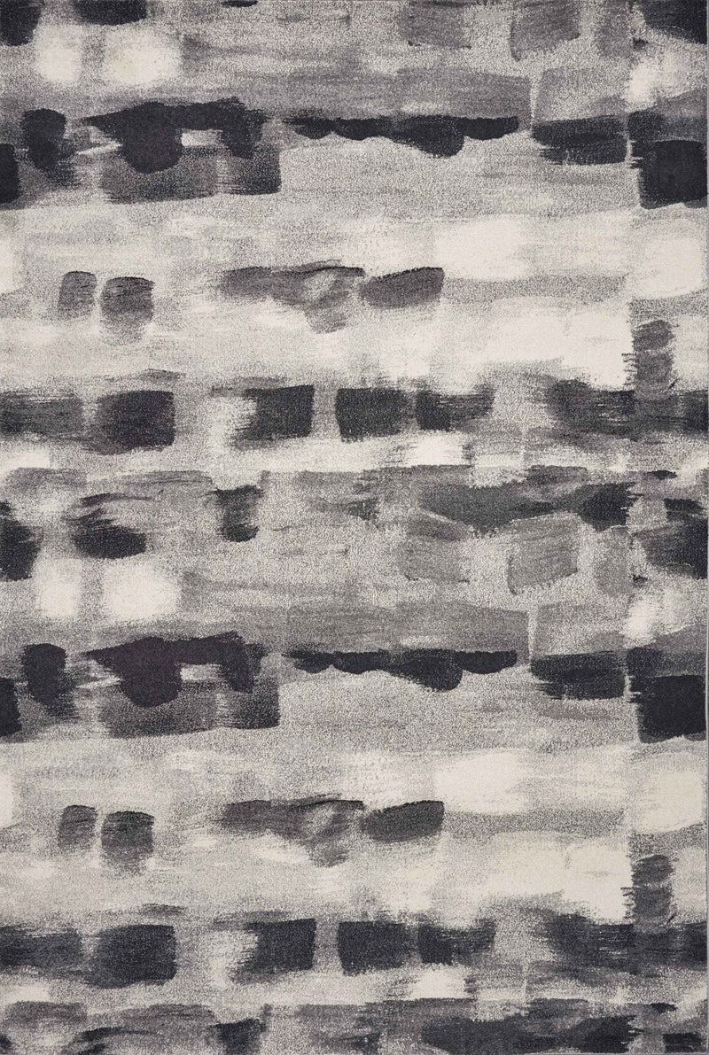 5' X 8' Gray Black And Ivory Abstract Area Rug - Home Decor