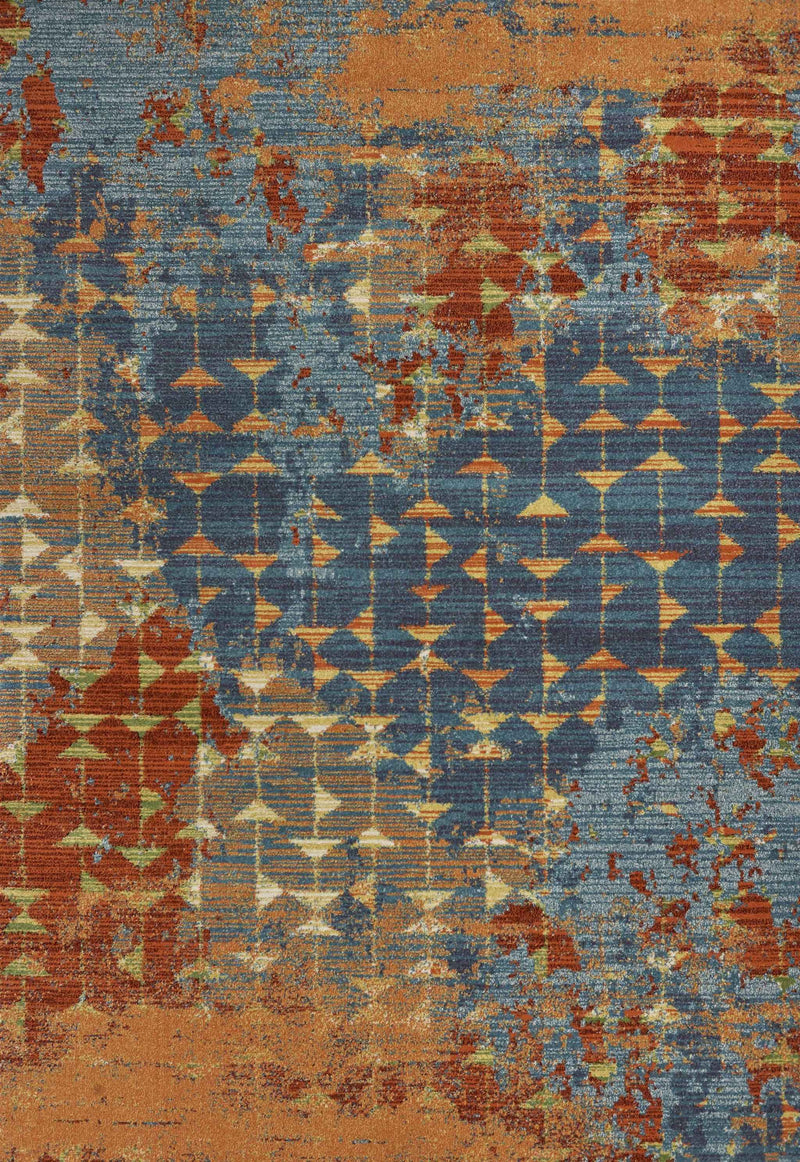 5' X 8' Blue Red And Orange Abstract Area Rug - Home Decor