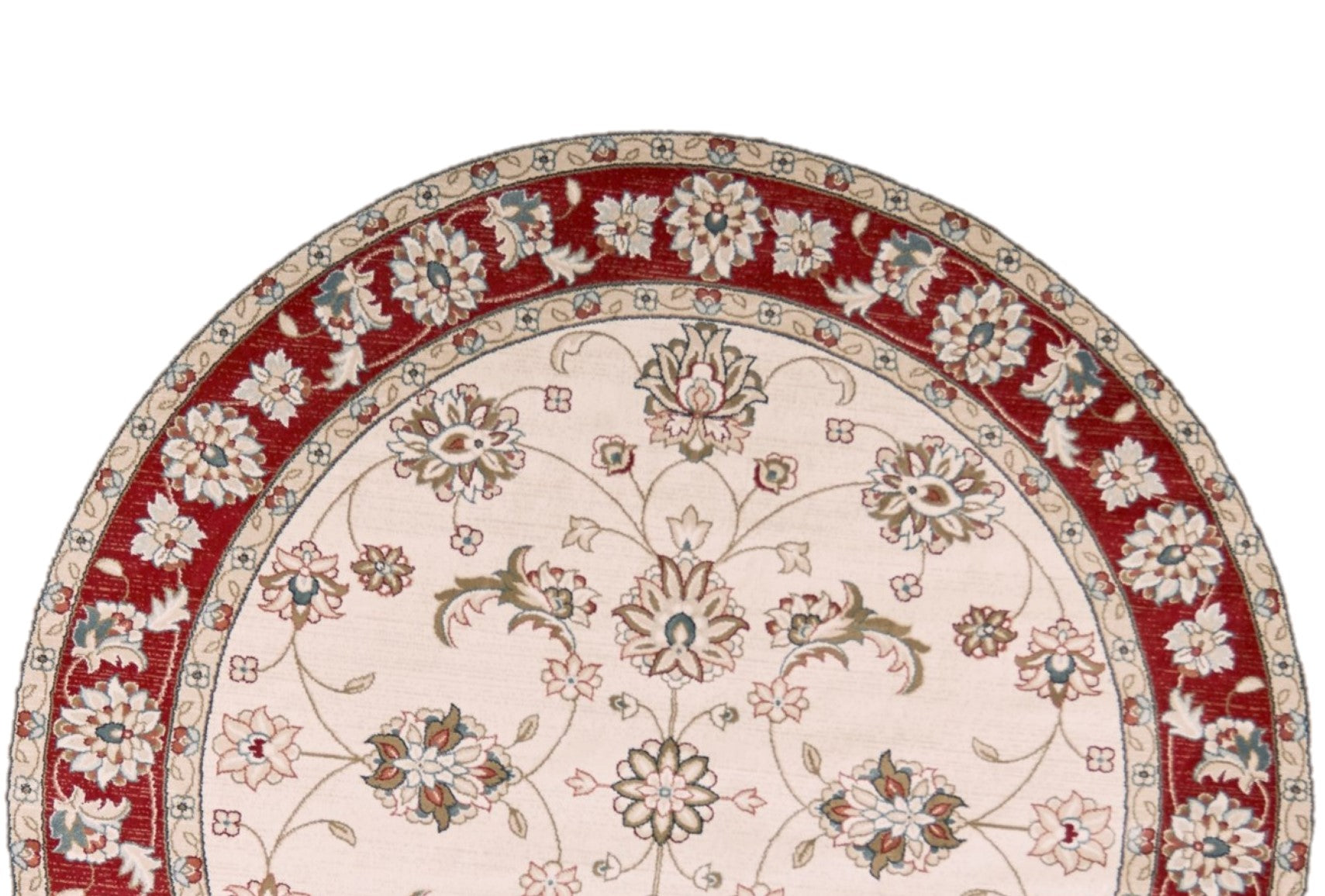 8' Round Polypropylene Ivory Or Red Area Rug