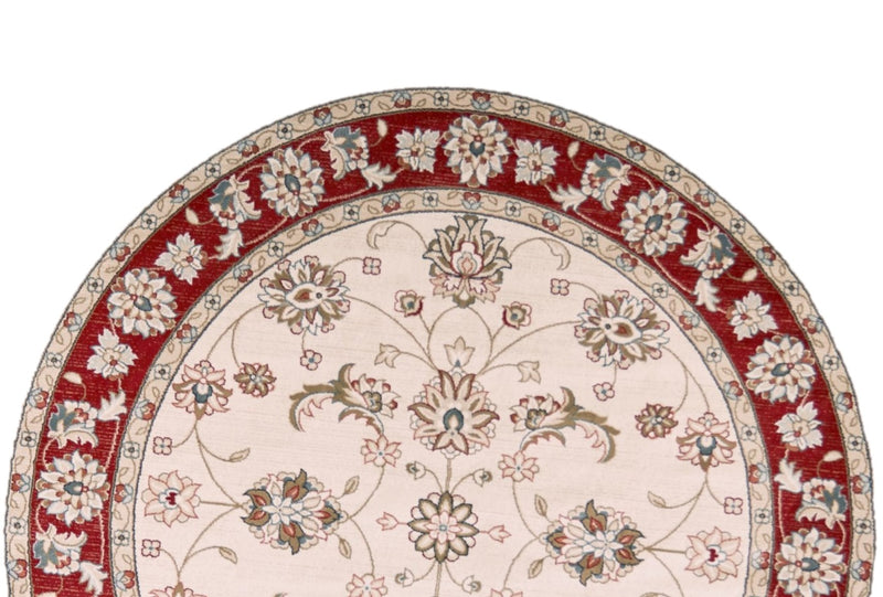 8' Round Polypropylene Ivory Or Red Area Rug