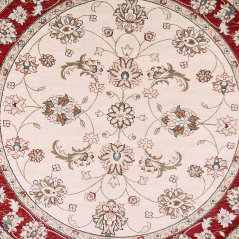 8' Round Polypropylene Ivory Or Red Area Rug