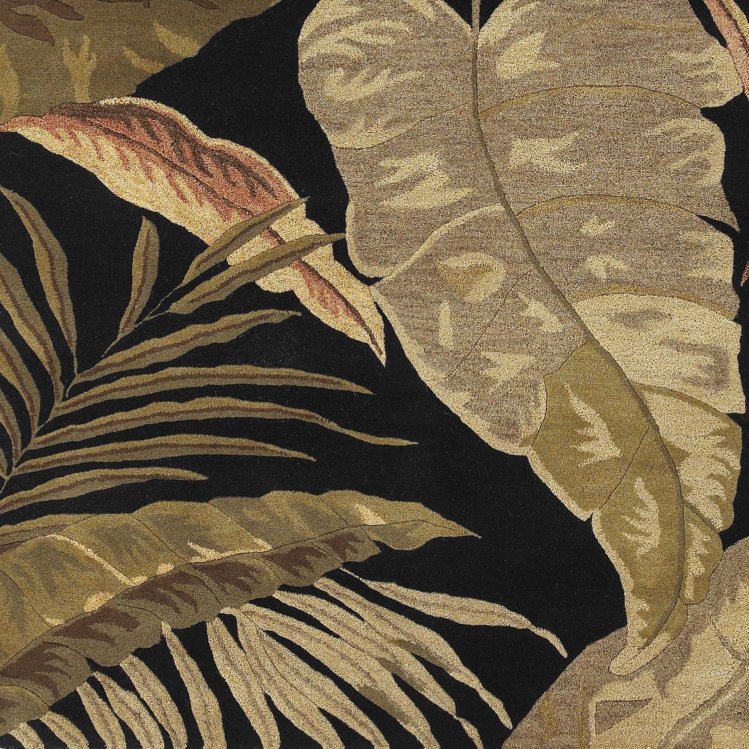 3'X5' Midnight Black Hand Tufted Tropical Leaves Indoor Area Rug Default Title