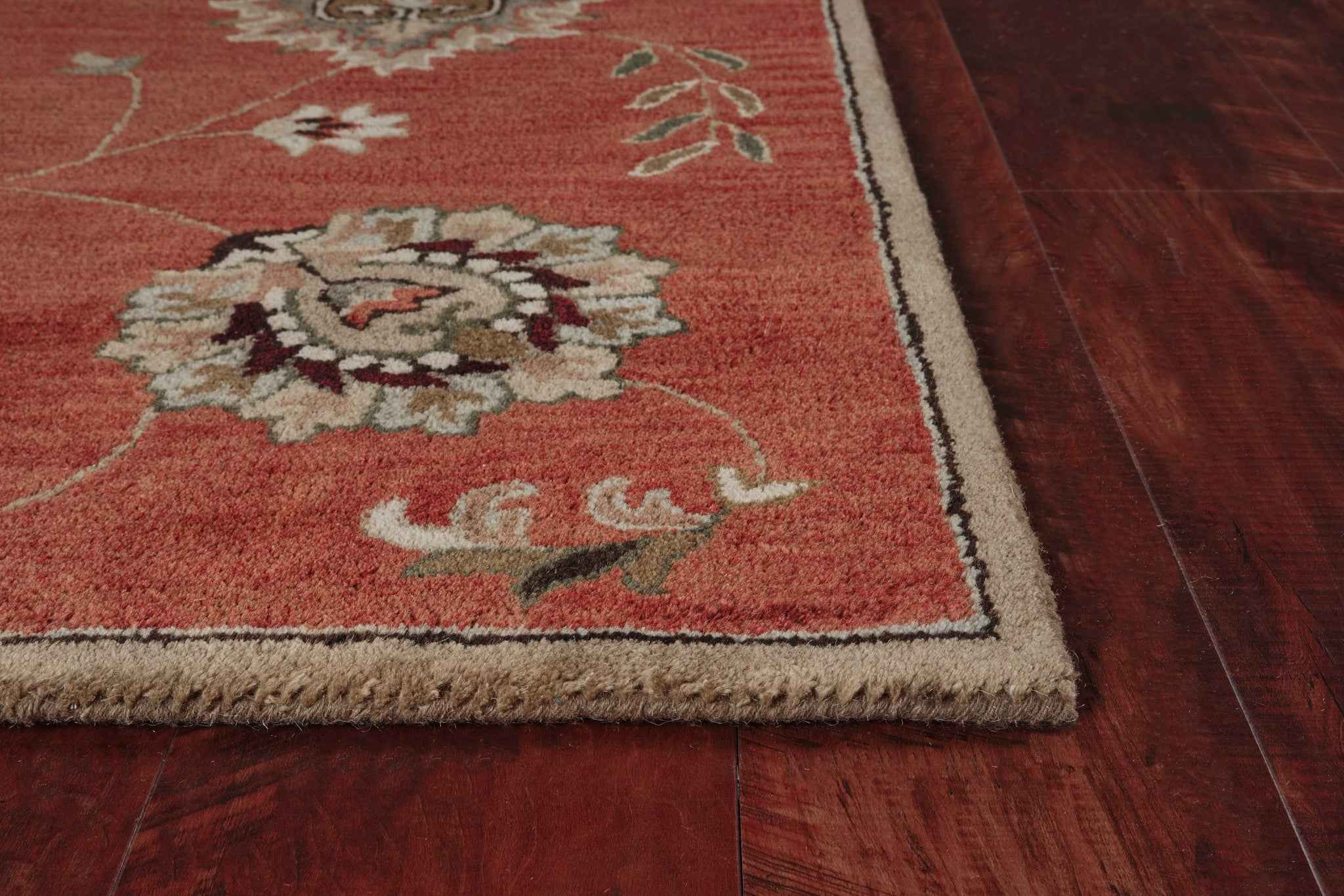 8'X11' Sienna Orange Hand Tufted Allover Traditional Floral Indoor Area Rug