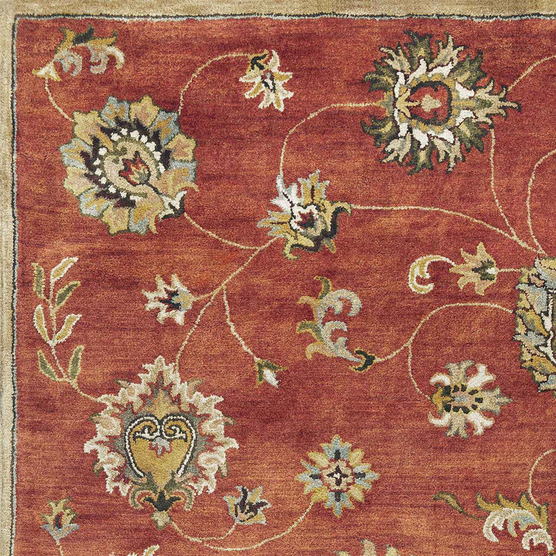 8'X11' Sienna Orange Hand Tufted Allover Traditional Floral Indoor Area Rug