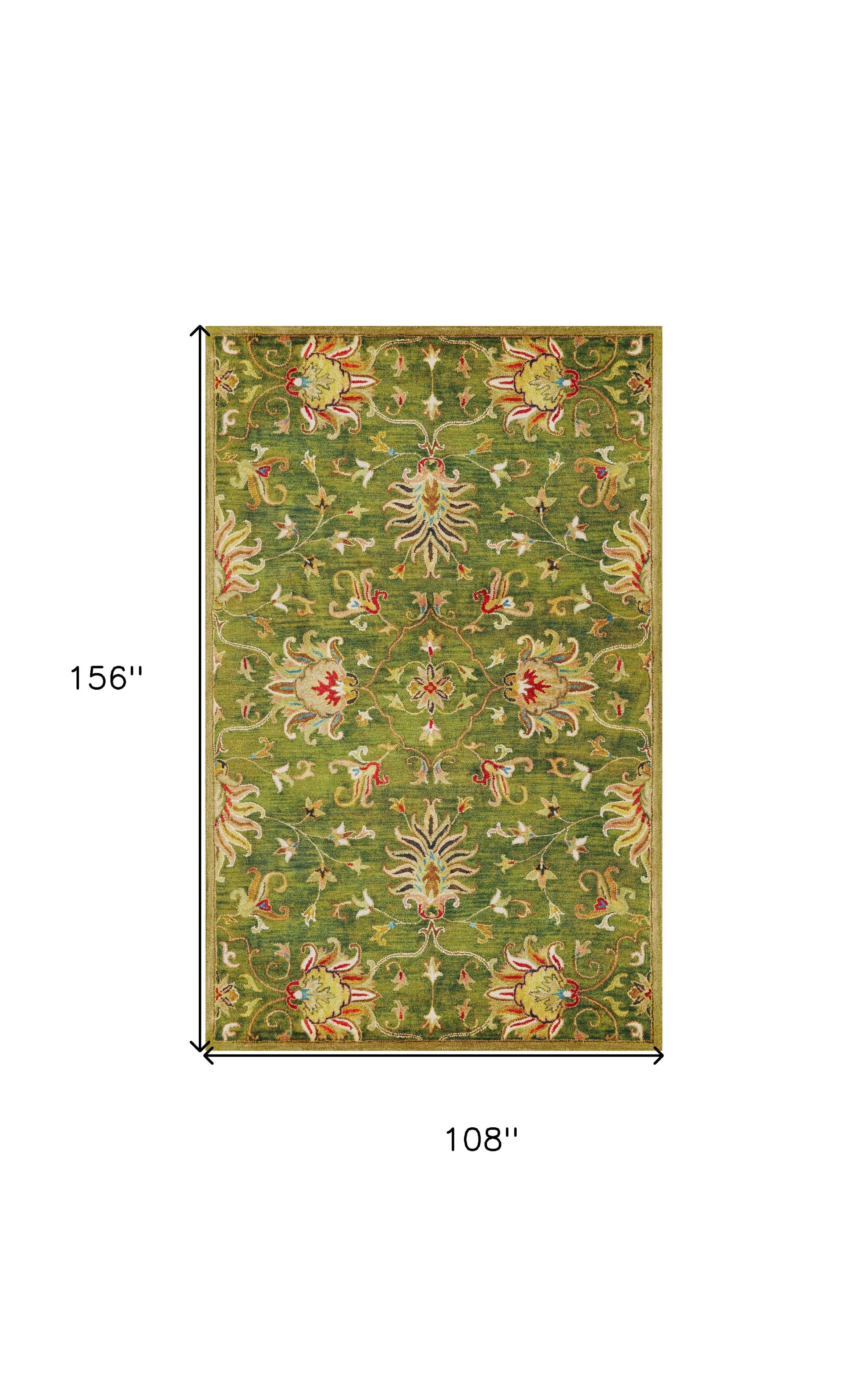 9' X 13' Wool Emerald Green Area Rug
