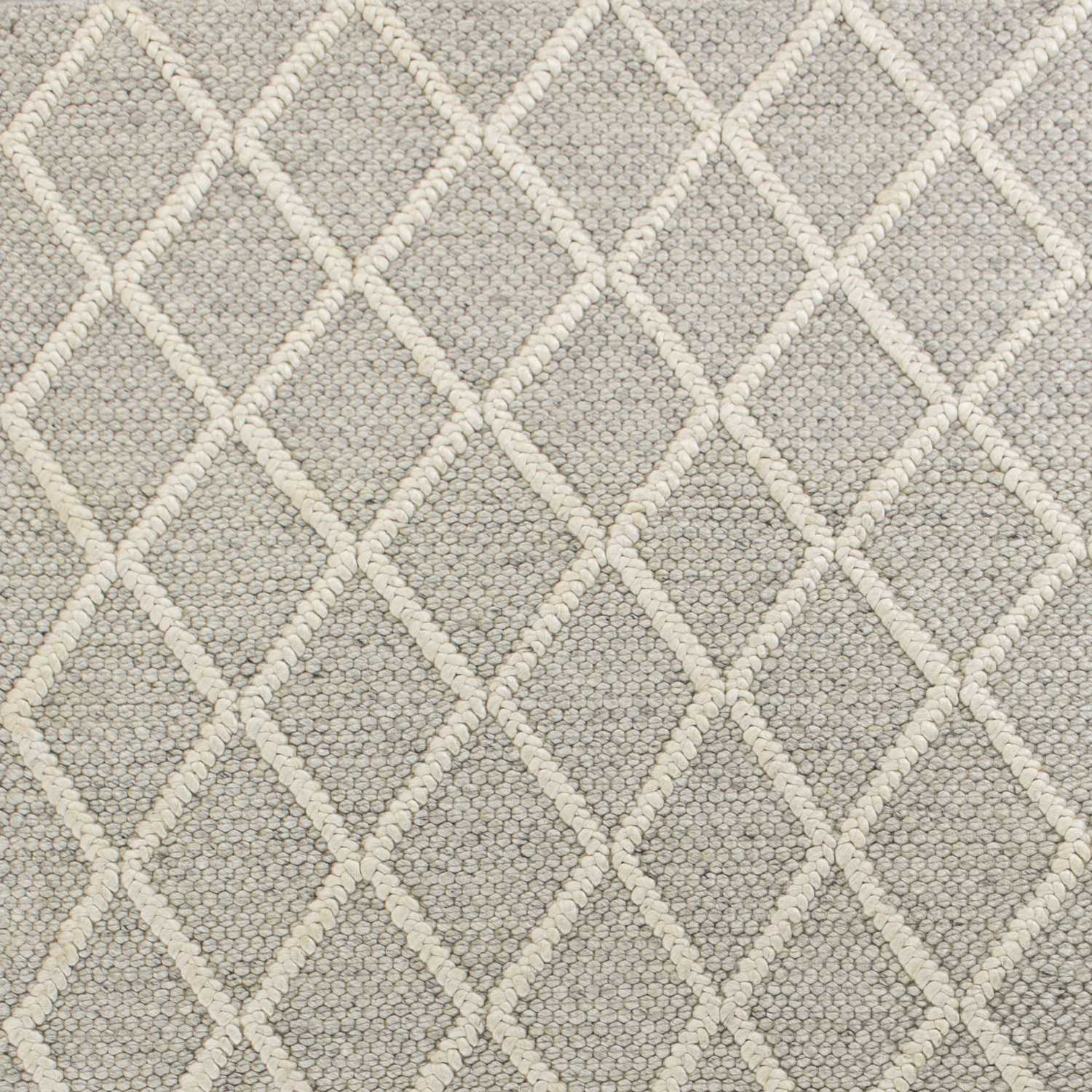 3' X 5' Grey Braided Diamonds Wool Indoor Area Rug