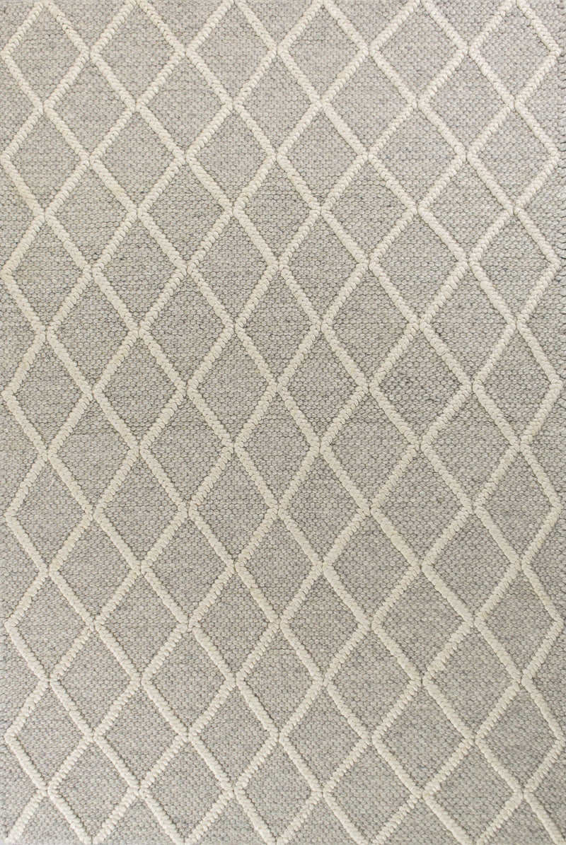 3' X 5' Grey Braided Diamonds Wool Indoor Area Rug