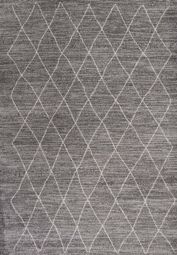 5' X 8' Gray And Ivory Geometric Area Rug - Home Decor