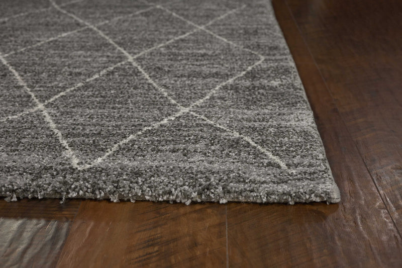 5' X 8' Gray And Ivory Geometric Area Rug - Home Decor
