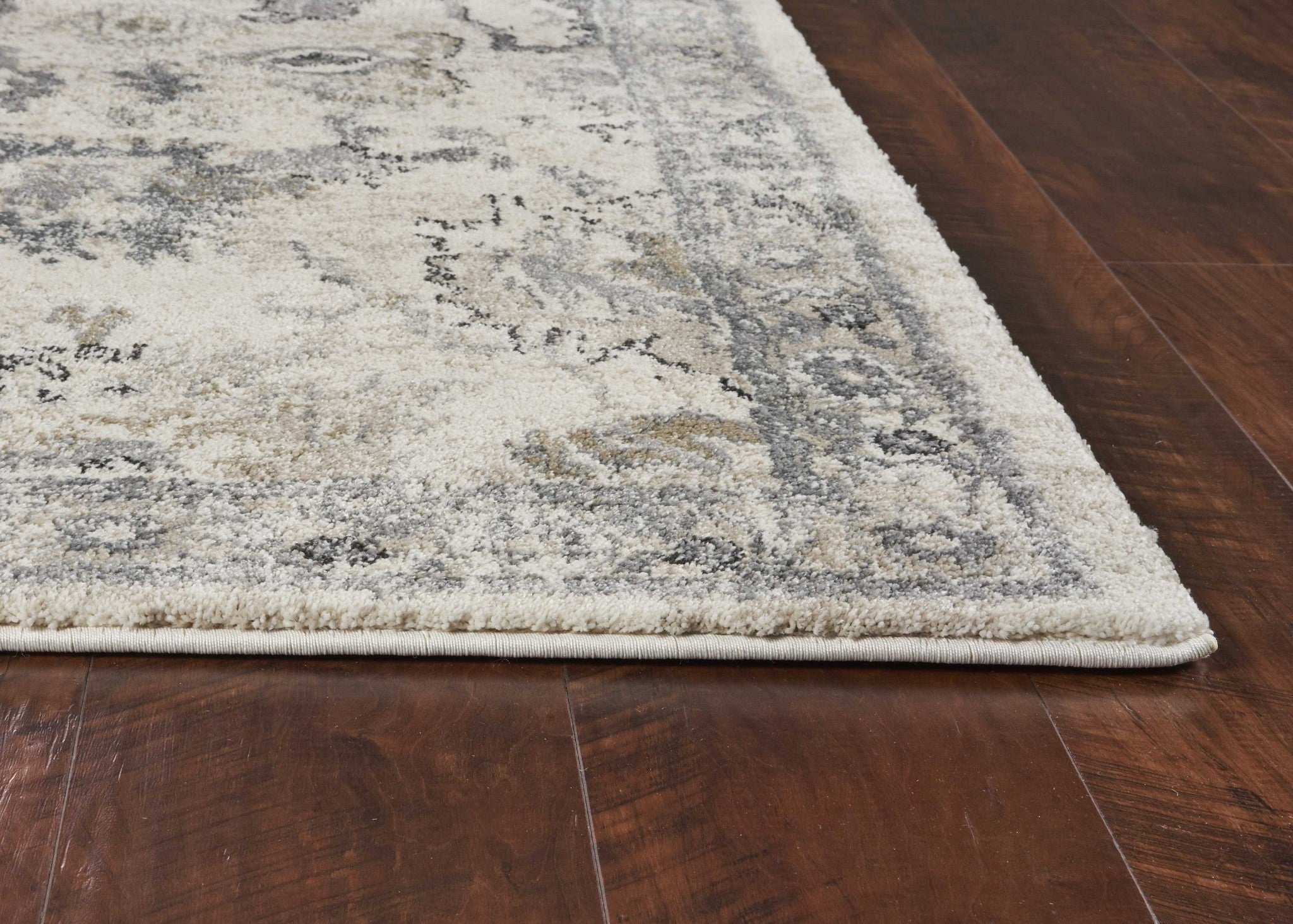 9'X13' Ivory Machine Woven Distressed Floral Traditional Indoor Area Rug Default Title
