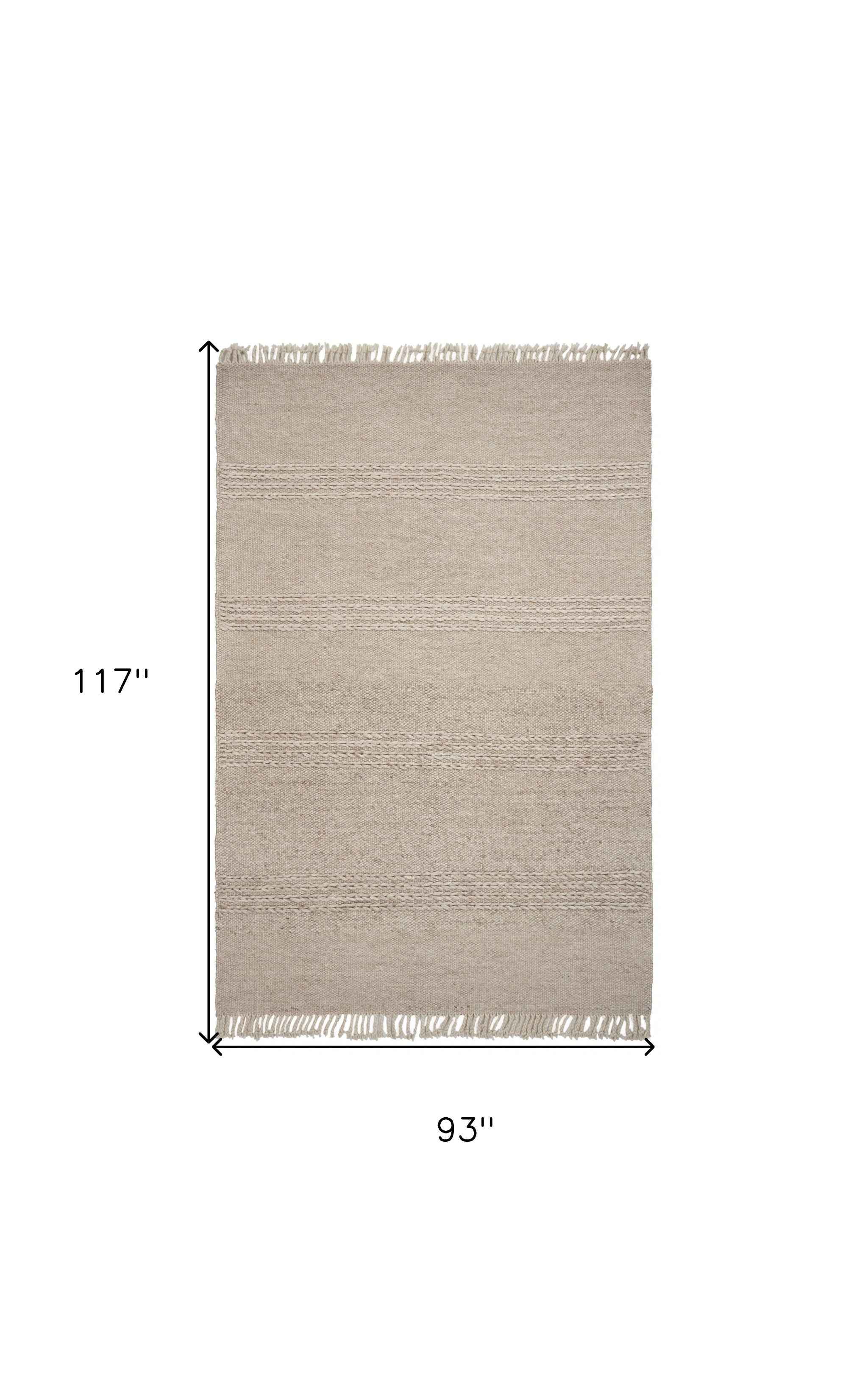 7' X 9'  Wool Natural Area Rug