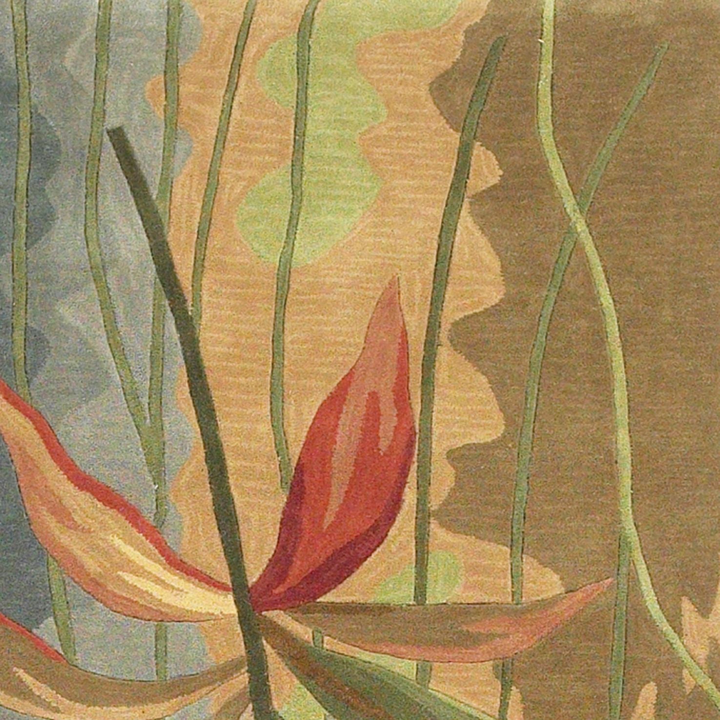 9' X 12' Blue Wool Tropical Botanical Hand Tufted Area Rug