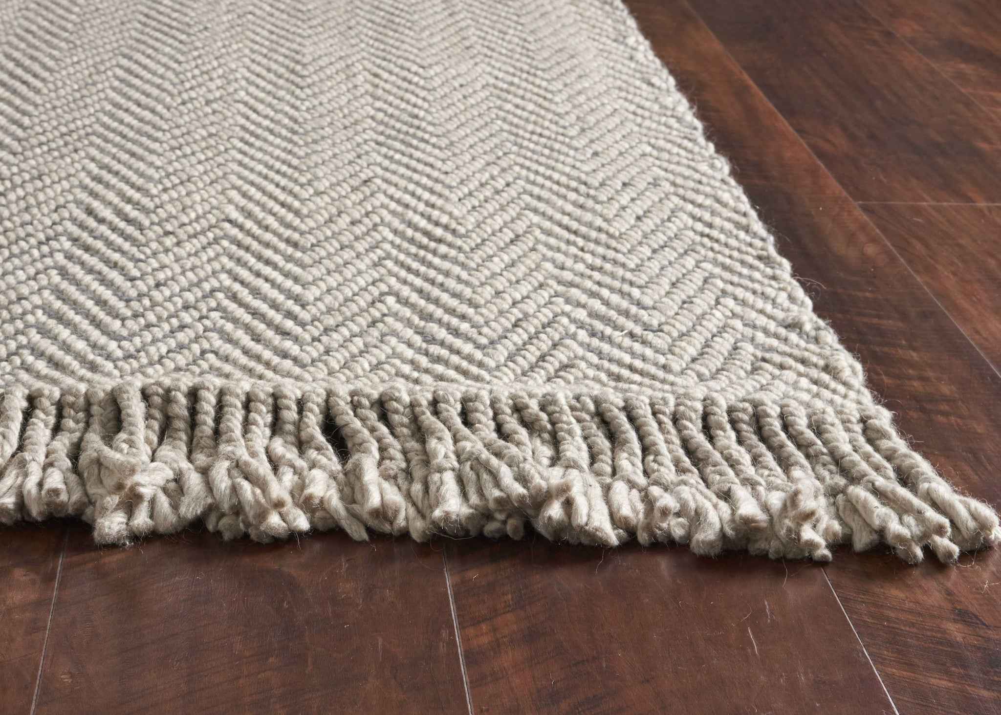 8'X10' Oatmeal Beige Hand Woven Herringbone Indoor Area Rug