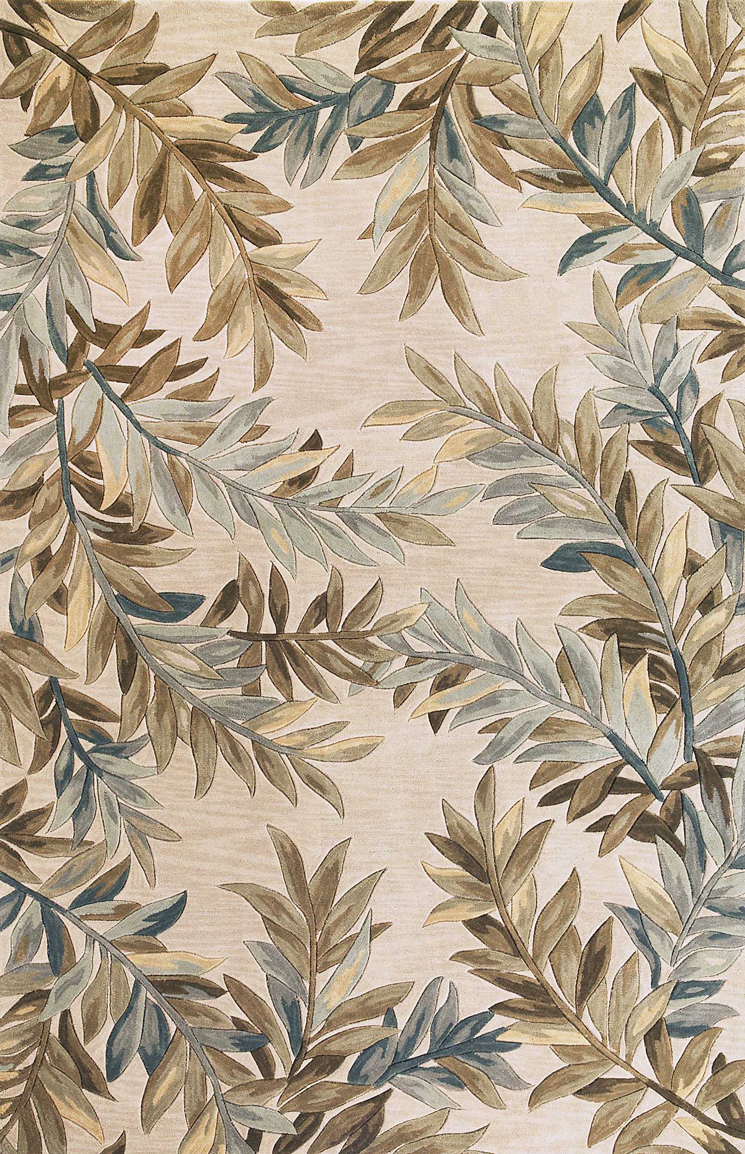 9'X12' Ivory Hand Tufted Pinnate Fronds Indoor Area Rug Default Title
