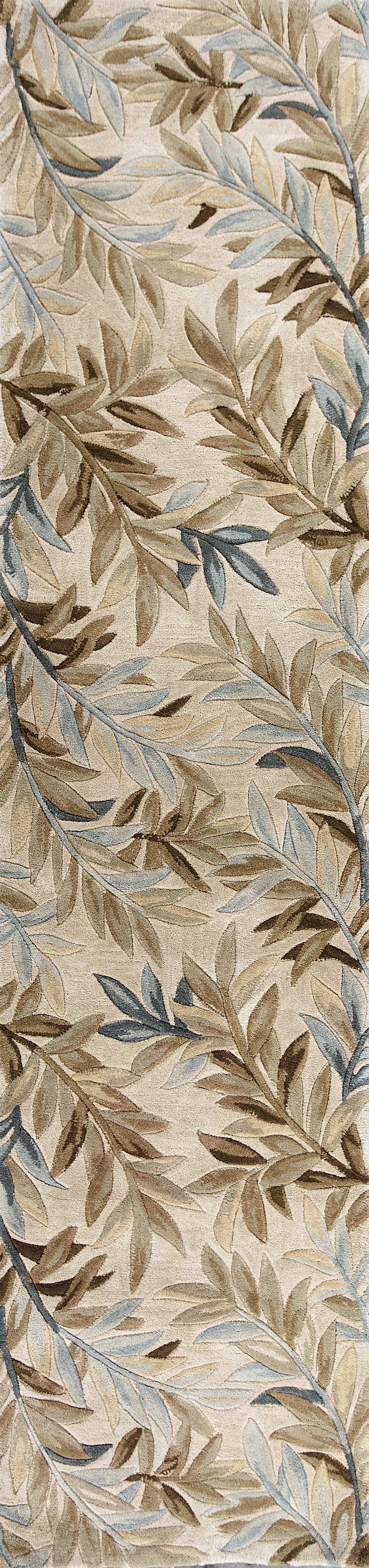 9'X12' Ivory Hand Tufted Pinnate Fronds Indoor Area Rug