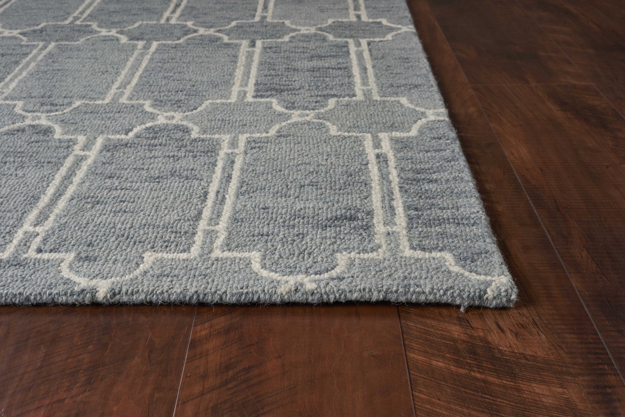5'X7' Blue Hand Tufted Wool Herringbone Indoor Area Rug Default Title