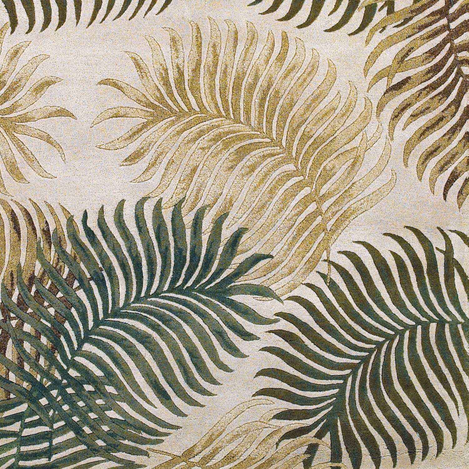 8'X11' Natural Beige Hand Tufted Tropical Leaves Indoor Area Rug