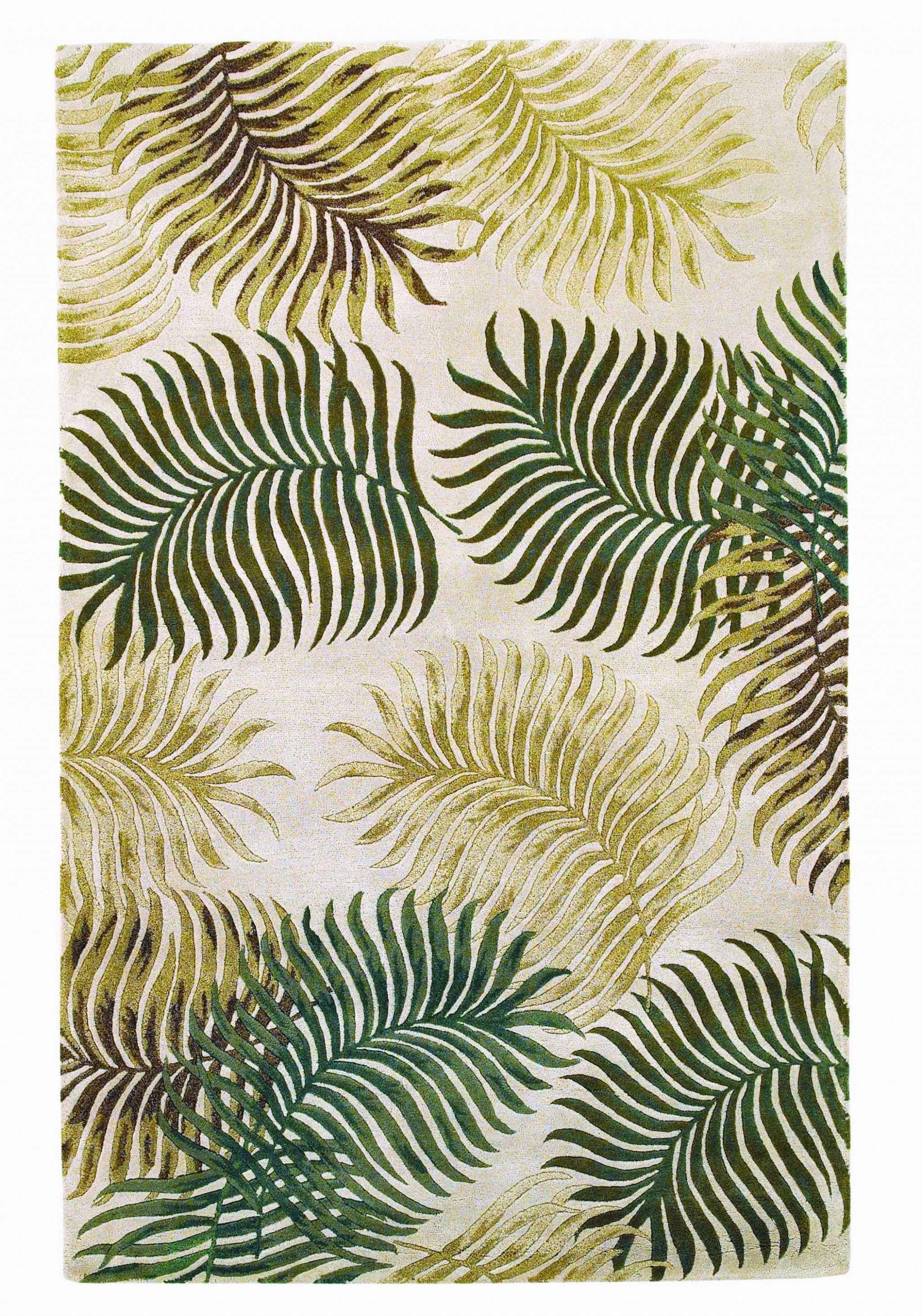 8'X11' Natural Beige Hand Tufted Tropical Leaves Indoor Area Rug
