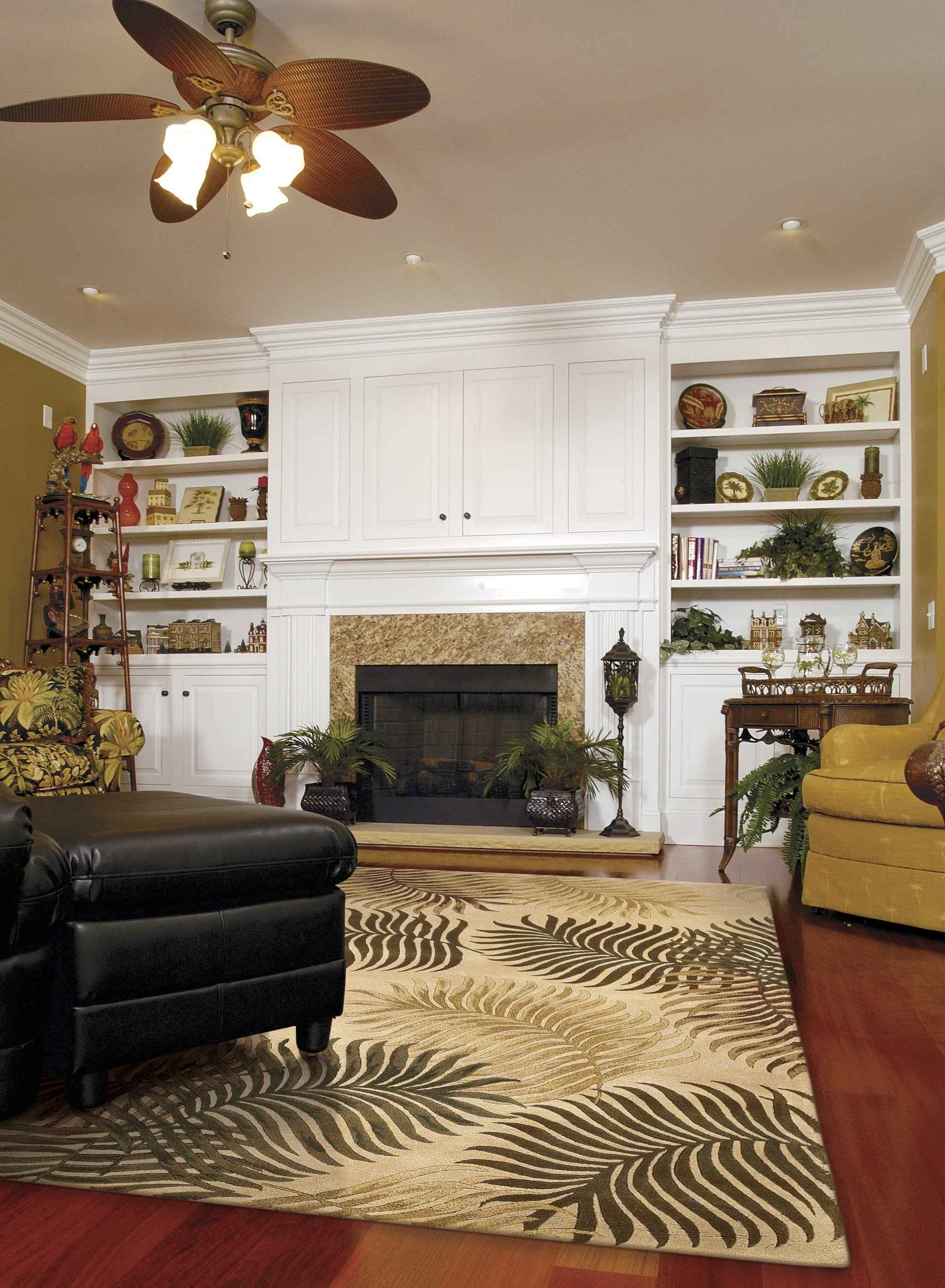 8'X11' Natural Beige Hand Tufted Tropical Leaves Indoor Area Rug