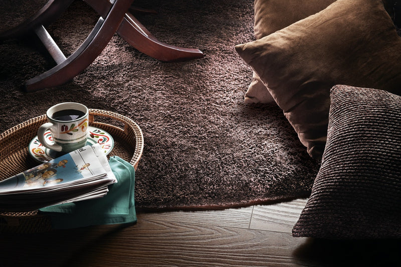 6' Espresso Shag Hand Woven Round Rug - Home Decor