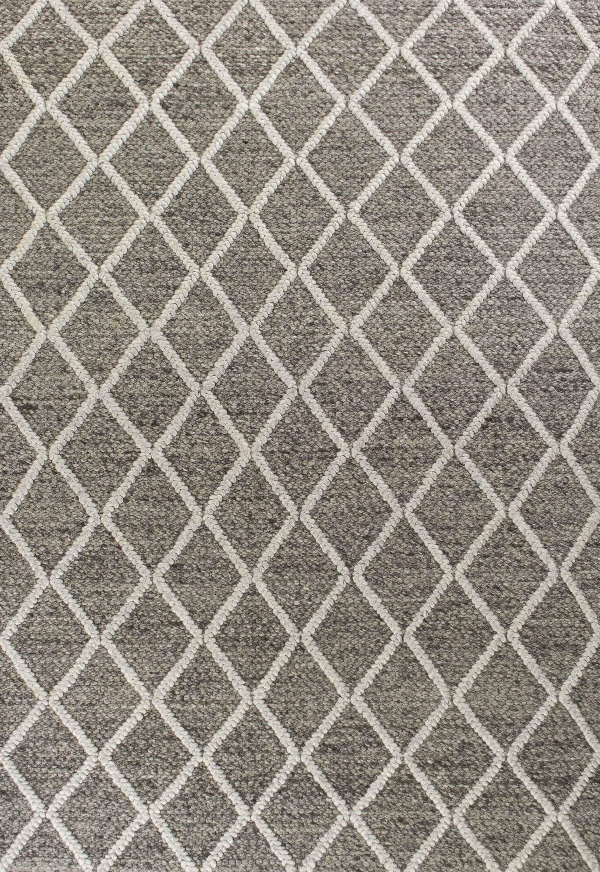 8'X10' Dark Grey Hand Woven Diamond Pattern Indoor Area Rug