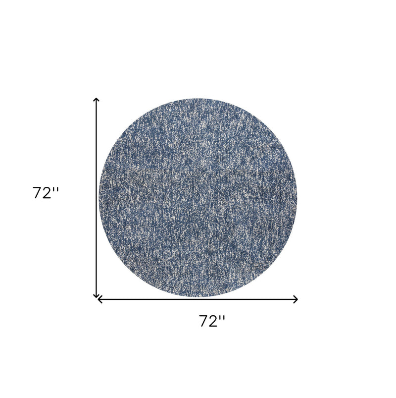 6' Indigo And Ivory Abstract Hand Woven Round Rug - Home Decor