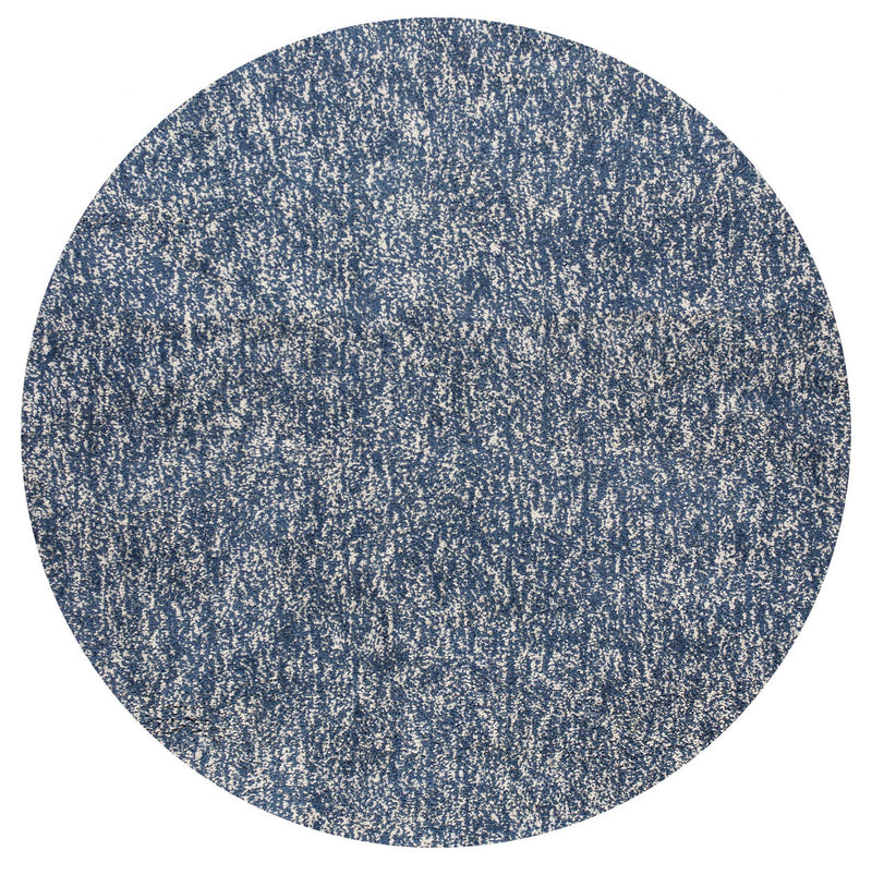 6' Indigo And Ivory Abstract Hand Woven Round Rug - Home Decor