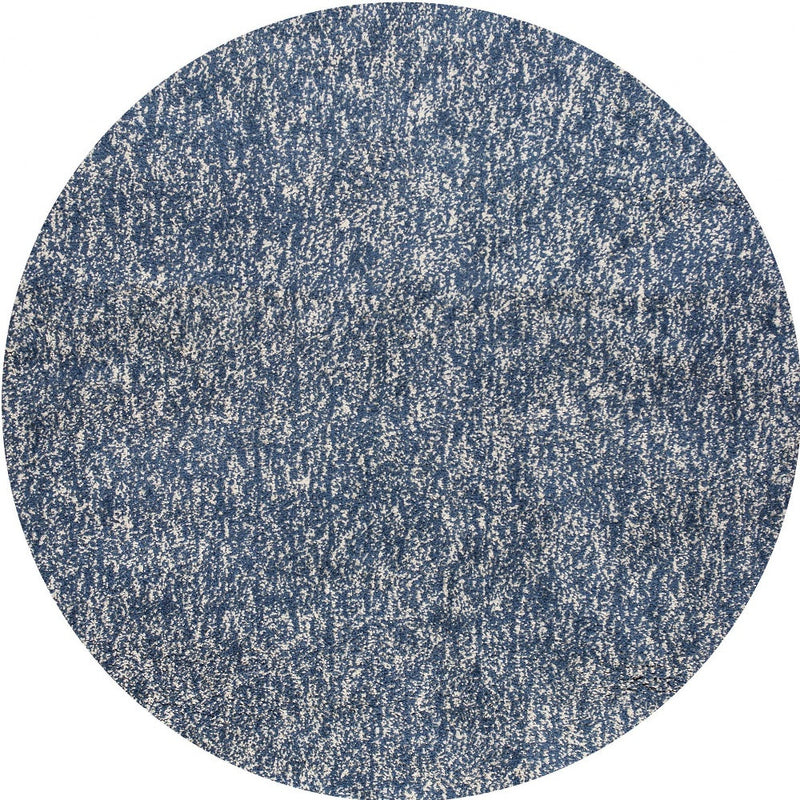 6' Indigo And Ivory Abstract Hand Woven Round Rug - Home Decor
