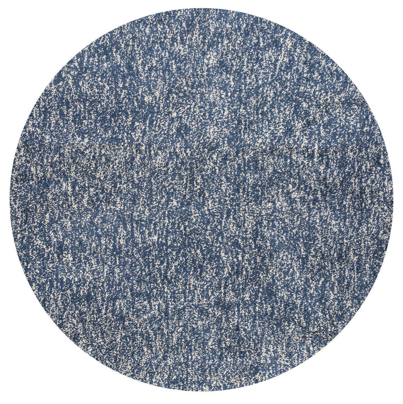 6' Indigo And Ivory Abstract Hand Woven Round Rug - Home Decor
