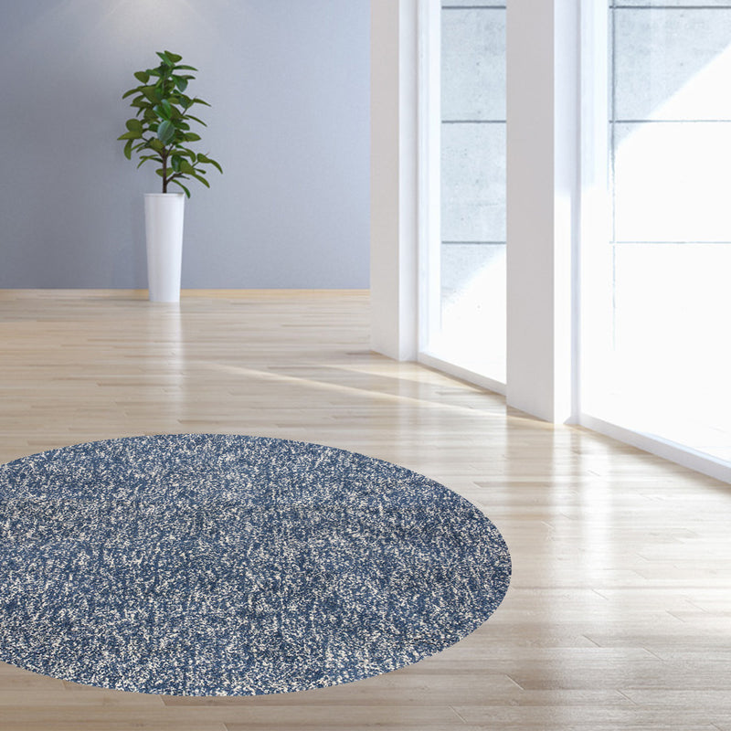 6' Indigo And Ivory Abstract Hand Woven Round Rug - Home Decor