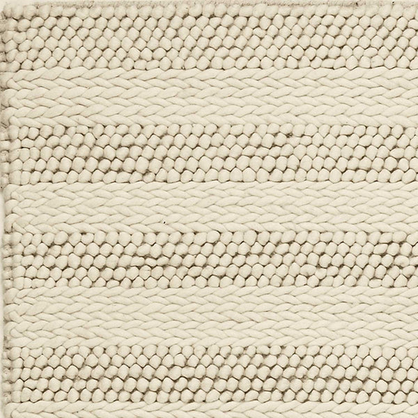 3' X 5' Ivory And White New Zealand Lambs Wool Striped Hand Woven Area Rug - Home Decor