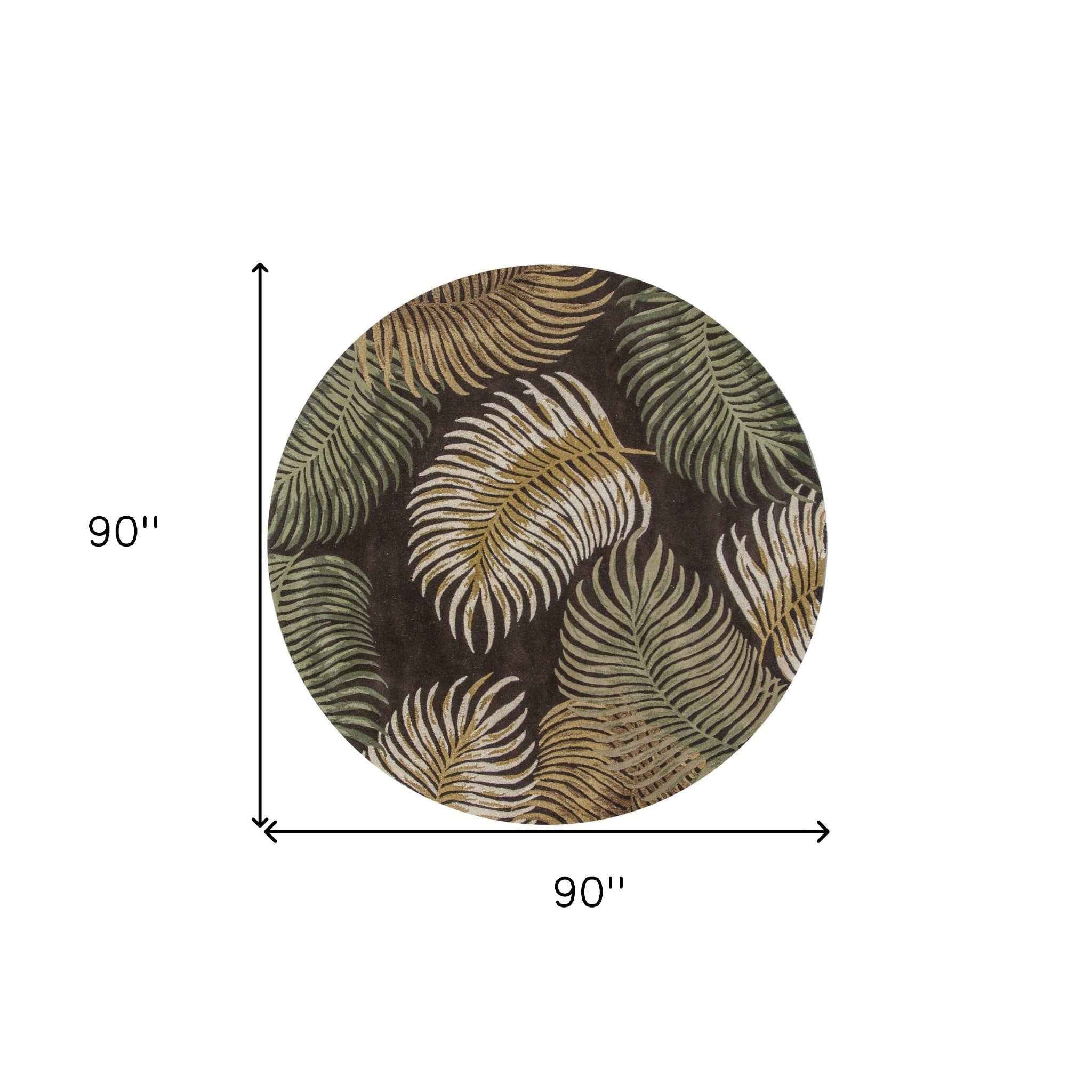 7' Round Wool Espresso Area Rug