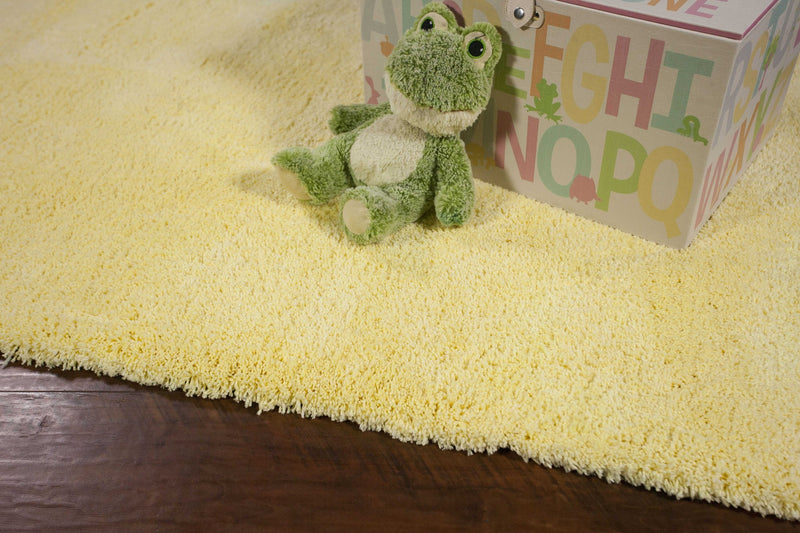 5' X 7' Canary Yellow Shag Hand Woven Area Rug - Home Decor