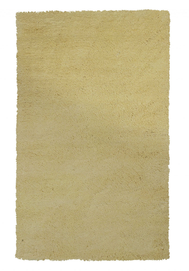 5' X 7' Canary Yellow Shag Hand Woven Area Rug - Home Decor