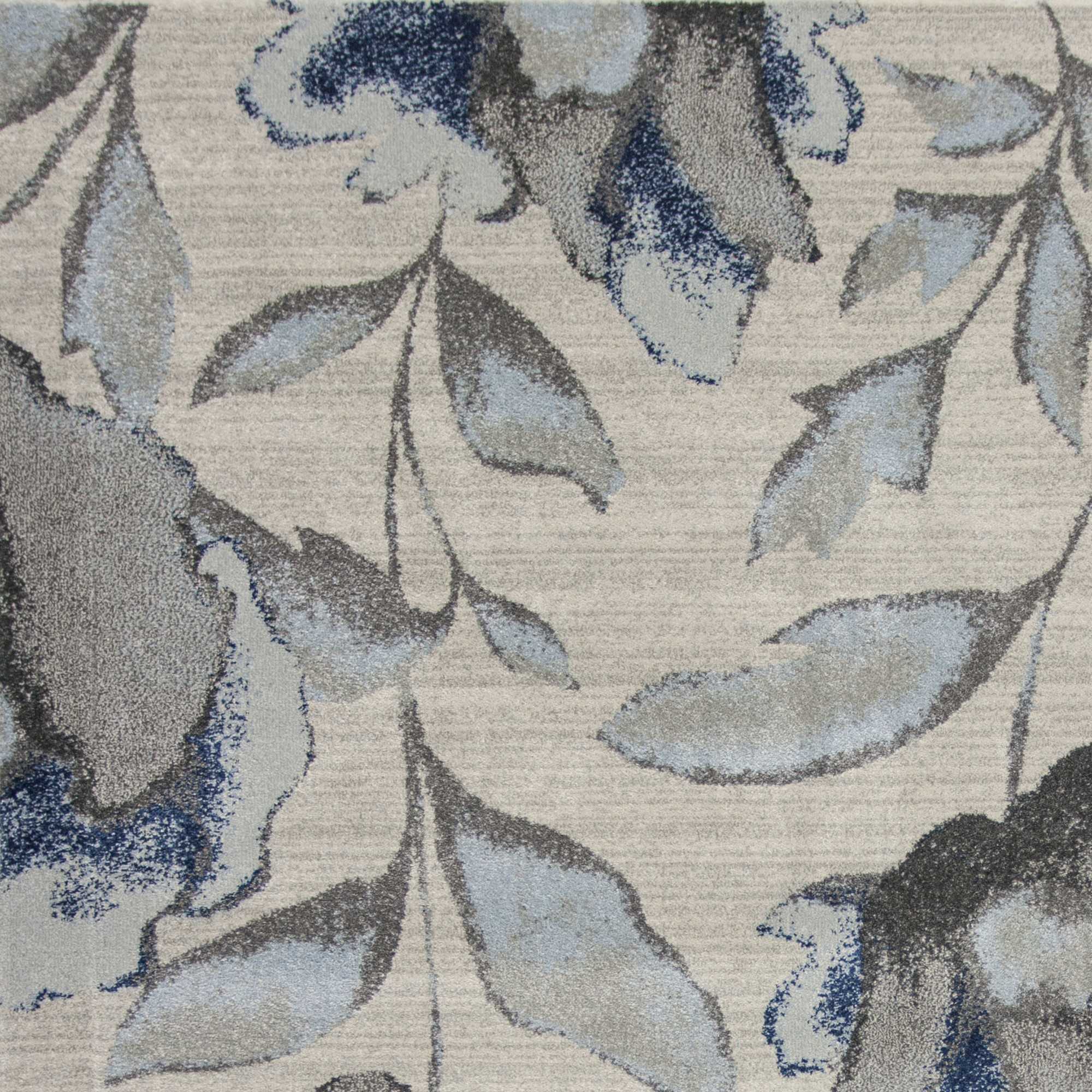 5' X 8' Ivory Blue And Gray Floral Vines Area Rug - Home Decor