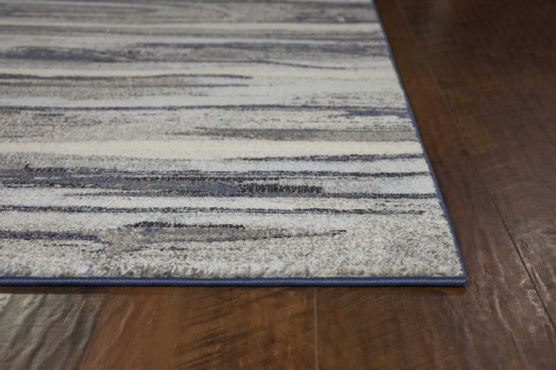 5' X 8' Gray Blue And Black Abstract Area Rug - Home Decor