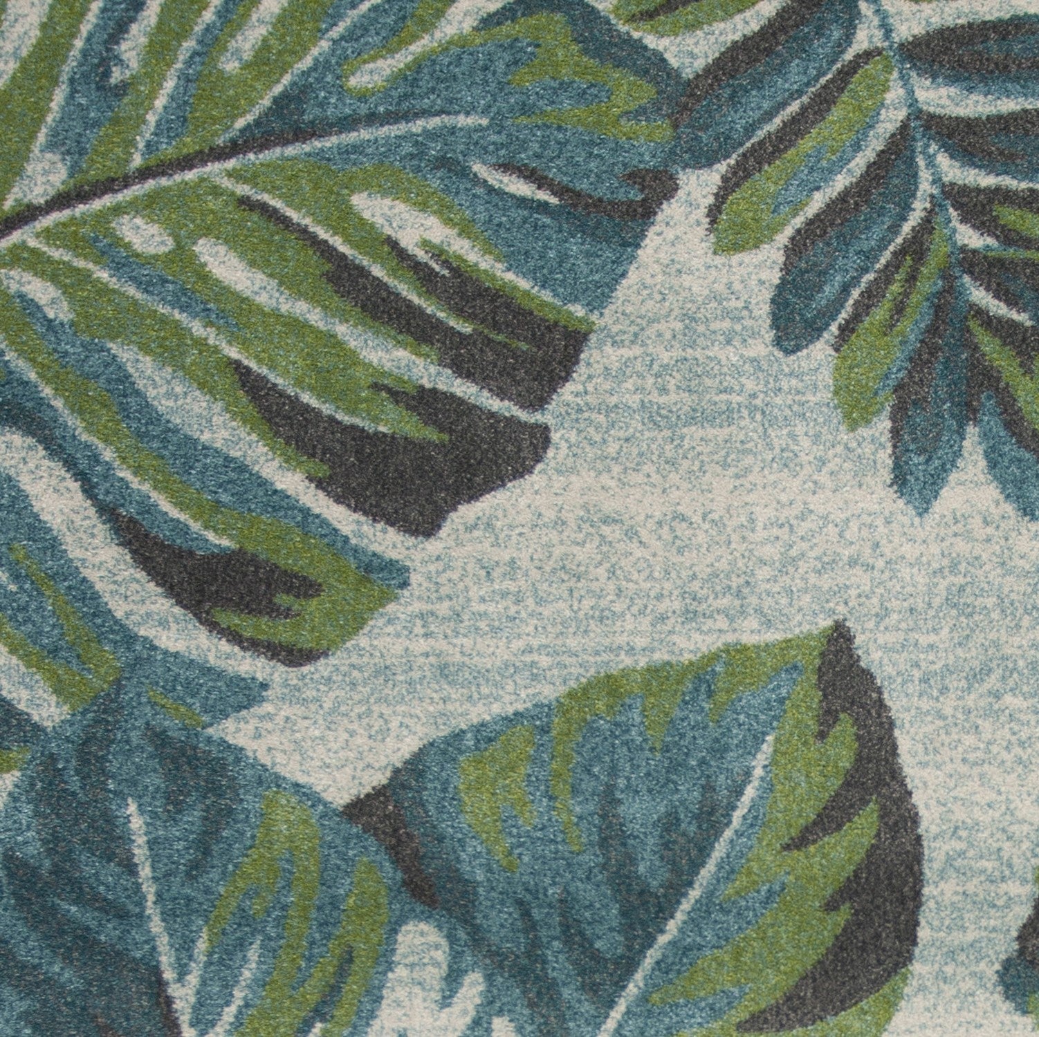 5' X 8' Beige Teal And Green Tropical Botanical Area Rug - Home Decor