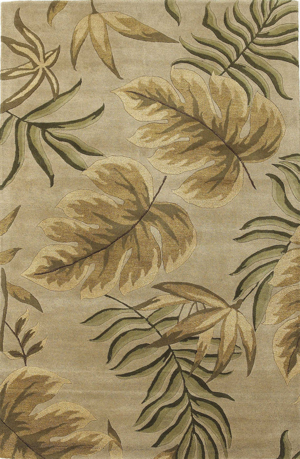 3'X5' Sand Beige Hand Tufted Tropical Leaves Indoor Area Rug Default Title