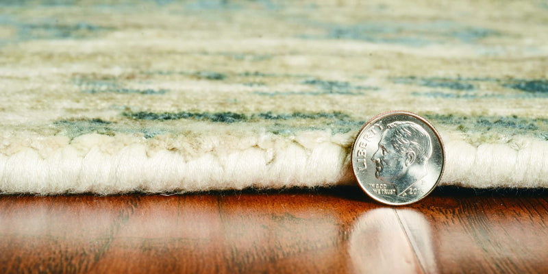 9 X 13 Viscose Sand Or Blue Area Rug