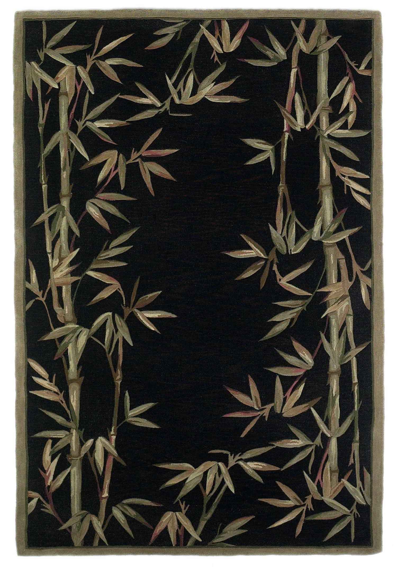 8'X10' Black Hand Tufted Bordered Bamboo Indoor Area Rug