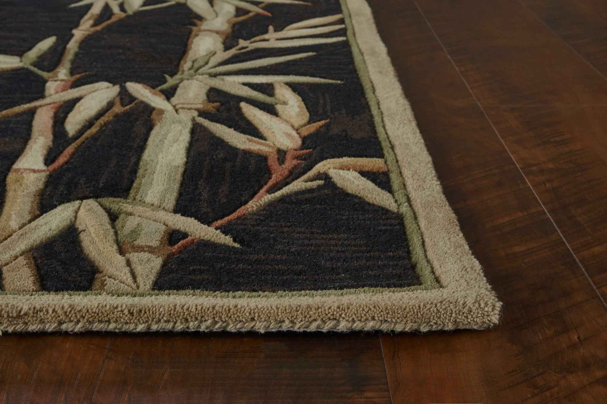 8'X10' Black Hand Tufted Bordered Bamboo Indoor Area Rug