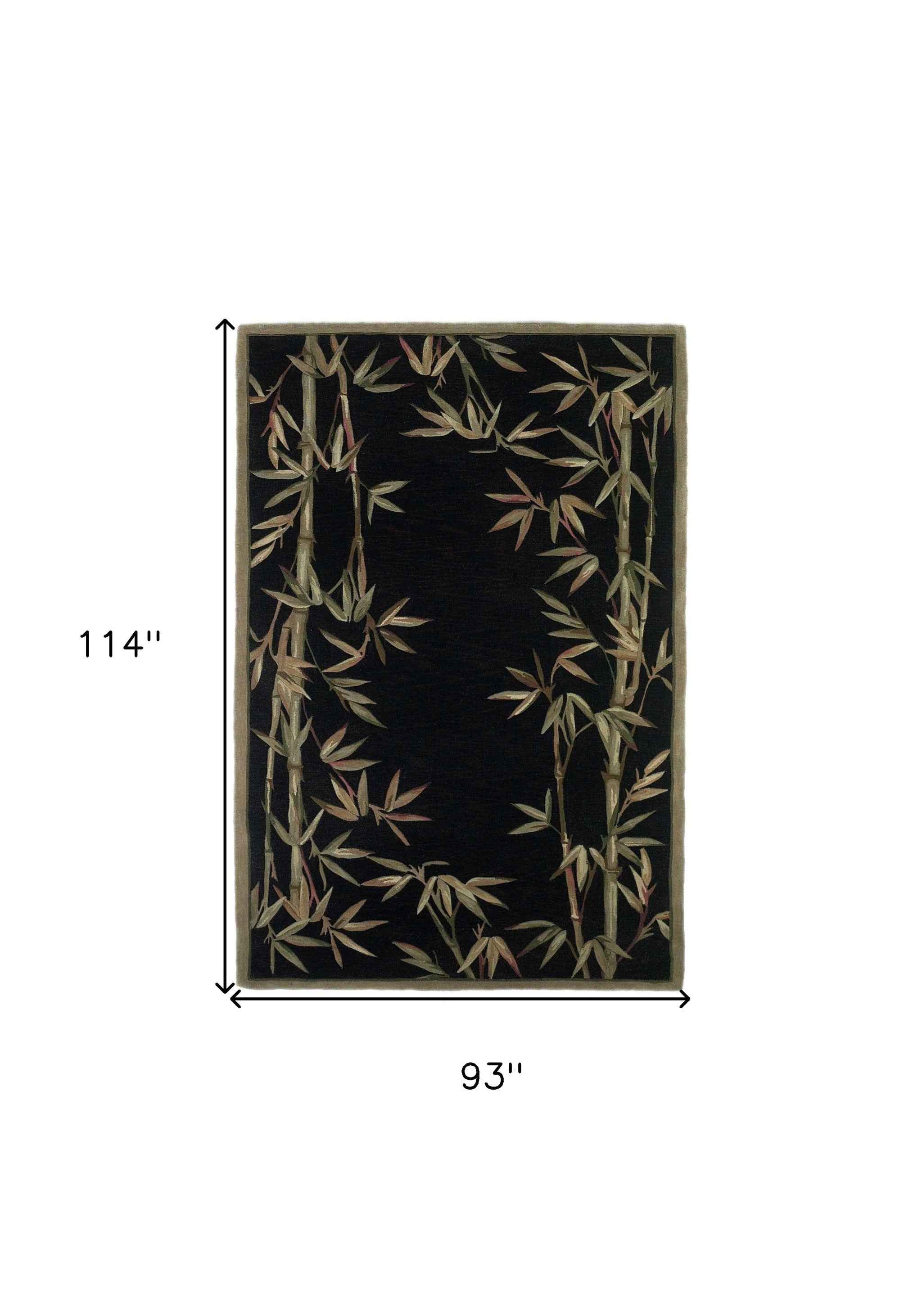 8'X10' Black Hand Tufted Bordered Bamboo Indoor Area Rug