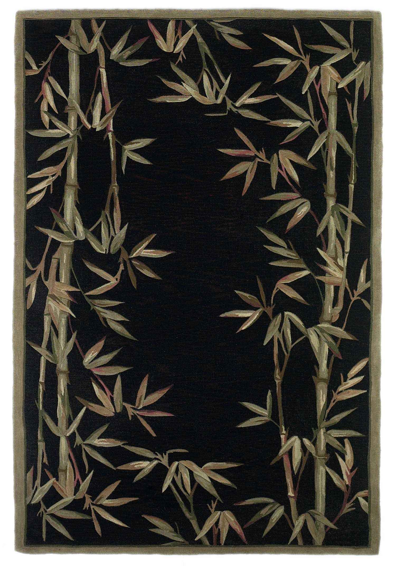 8'X10' Black Hand Tufted Bordered Bamboo Indoor Area Rug