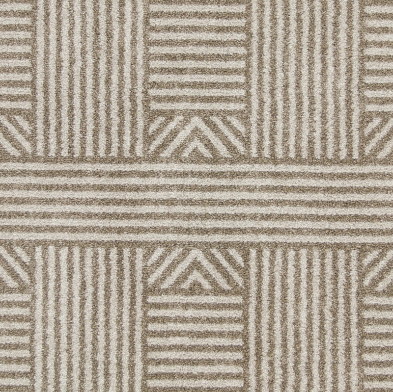 7' X 9' Beige And Ivory Geometric Indoor Outdoor Area Rug