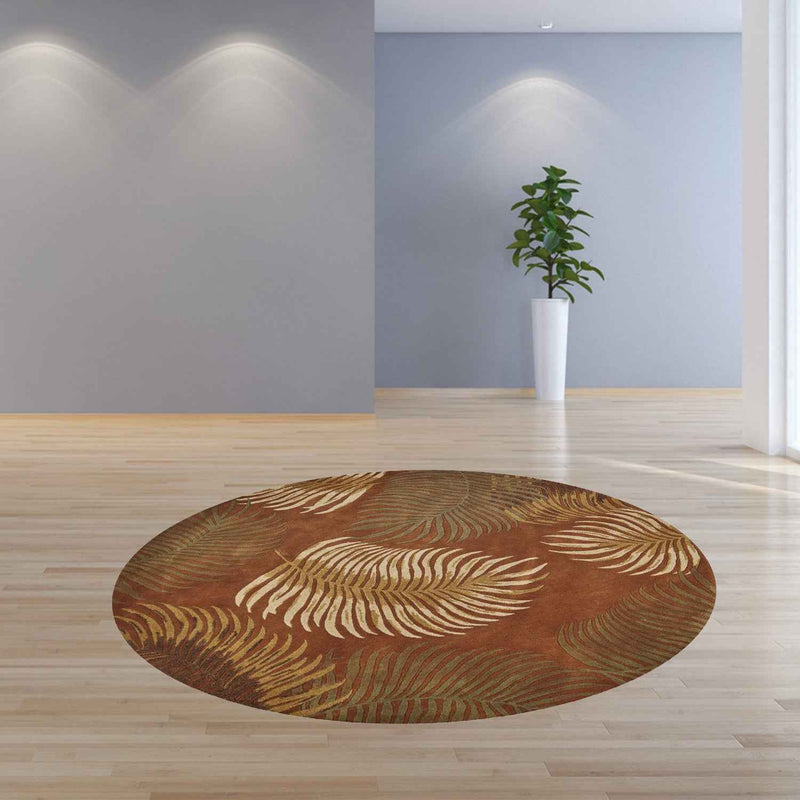 8' Rust Round Wool Hand Tufted Area Rug
