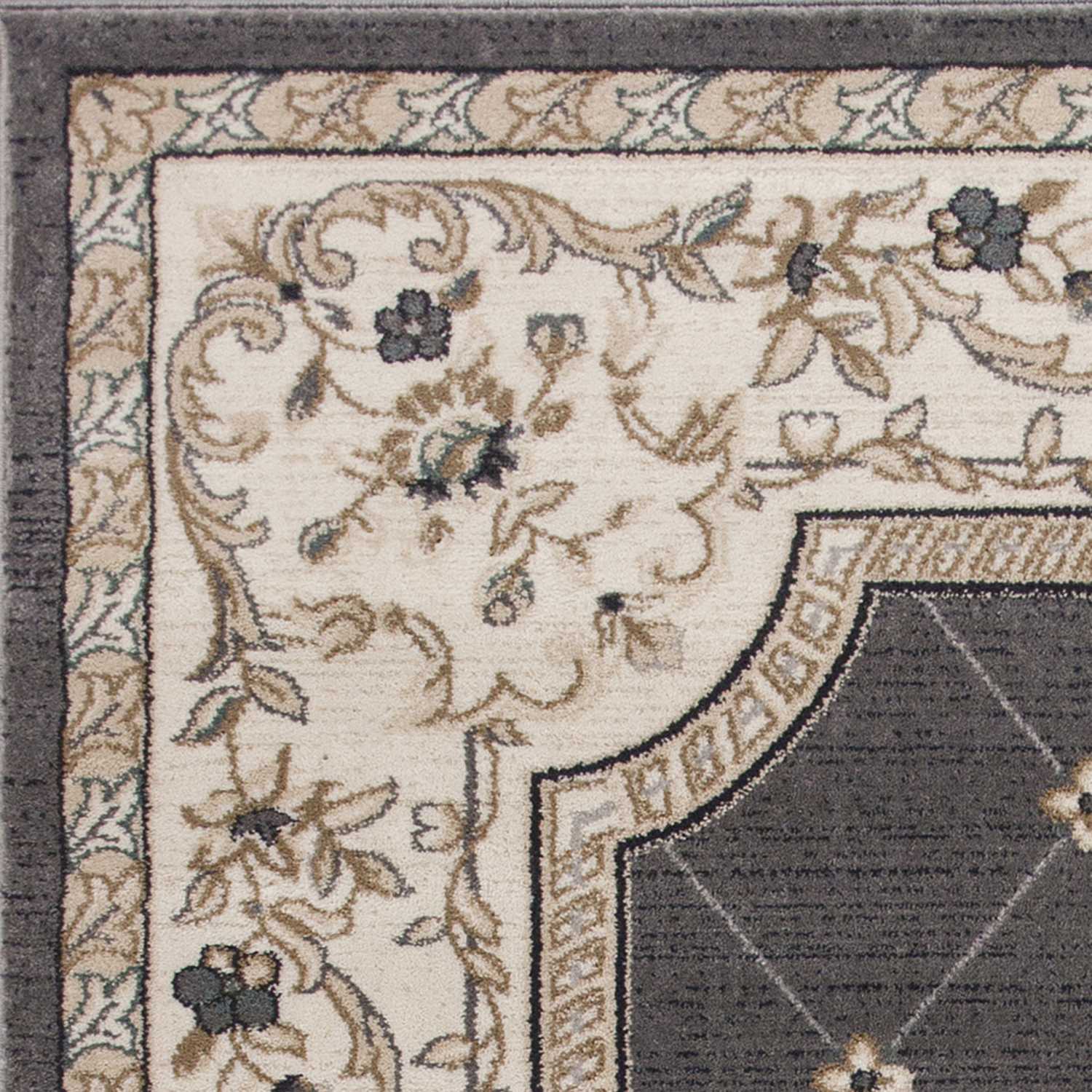 5' X 8' Gray And Ivory Floral Area Rug - Home Decor