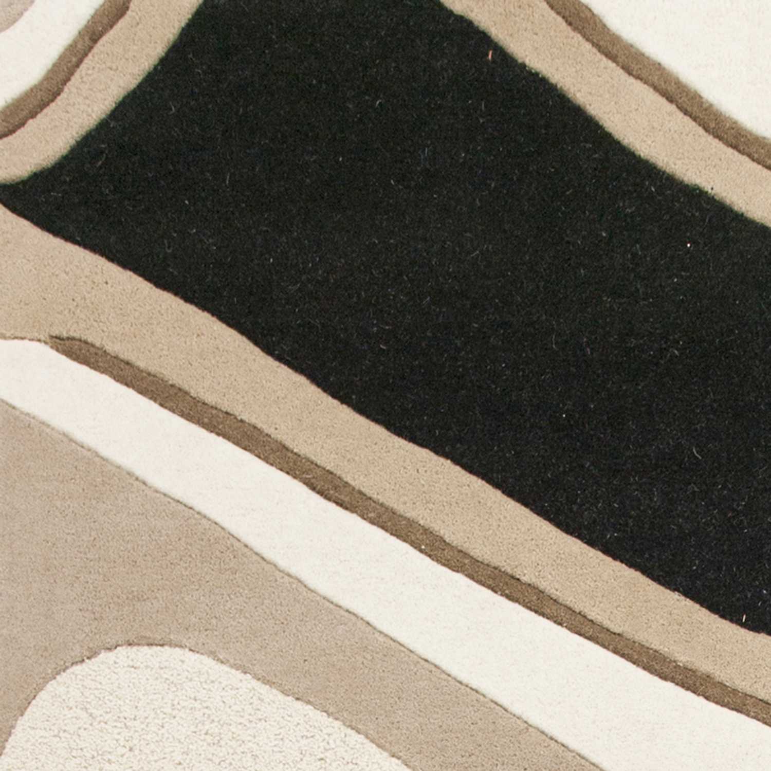 2' X 4' Black And Beige Wool Abstract Hand Tufted Area Rug - Home & Garden