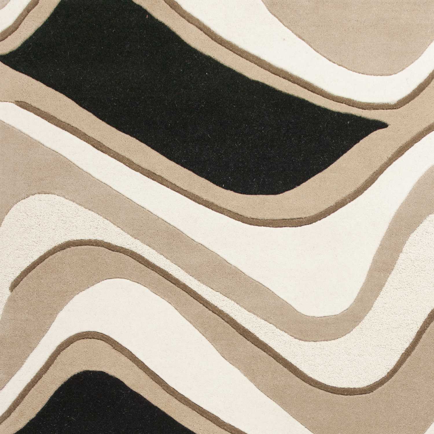 2' X 4' Black And Beige Wool Abstract Hand Tufted Area Rug - Home & Garden