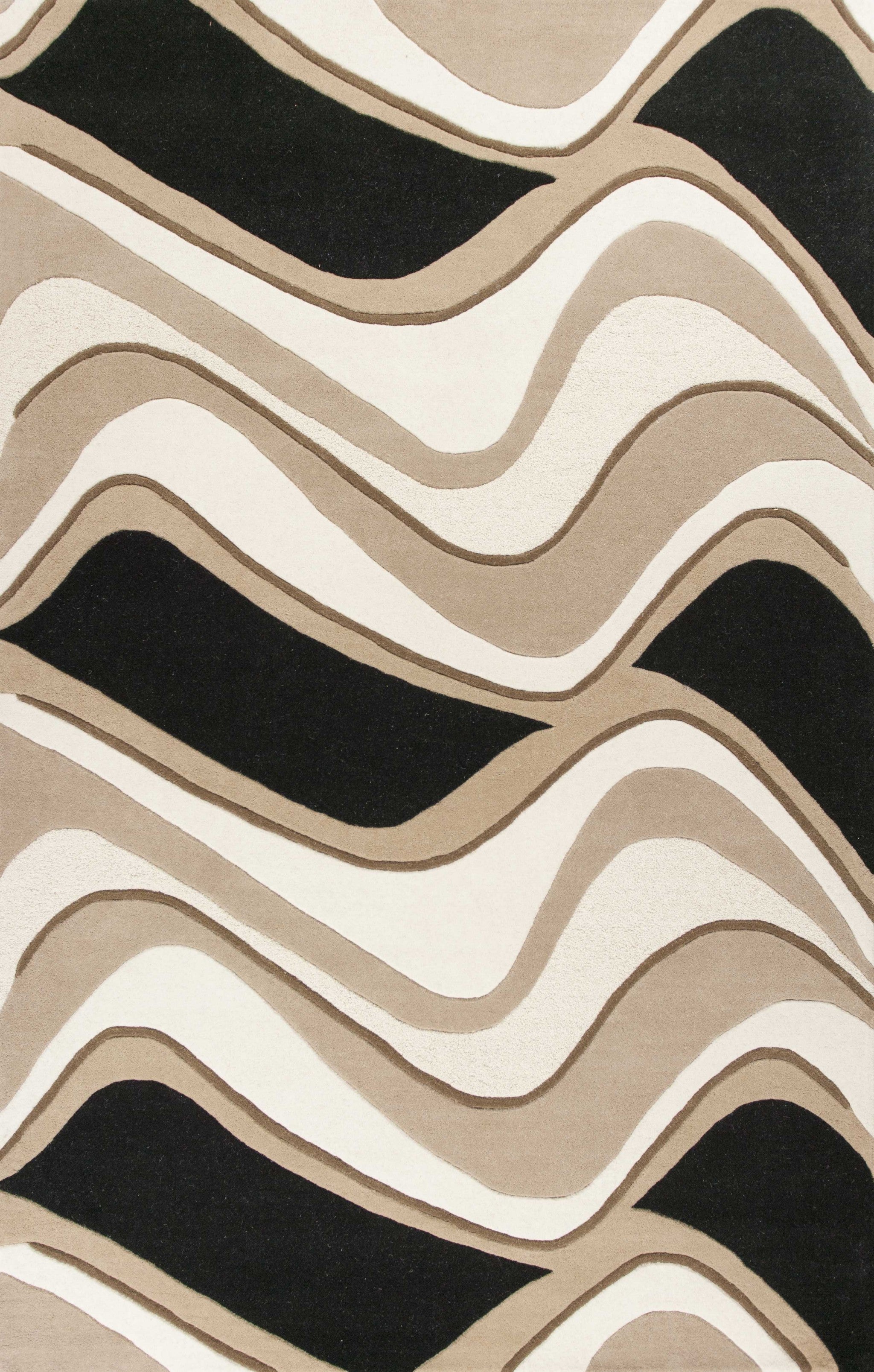 2' X 4' Black And Beige Wool Abstract Hand Tufted Area Rug - Home & Garden