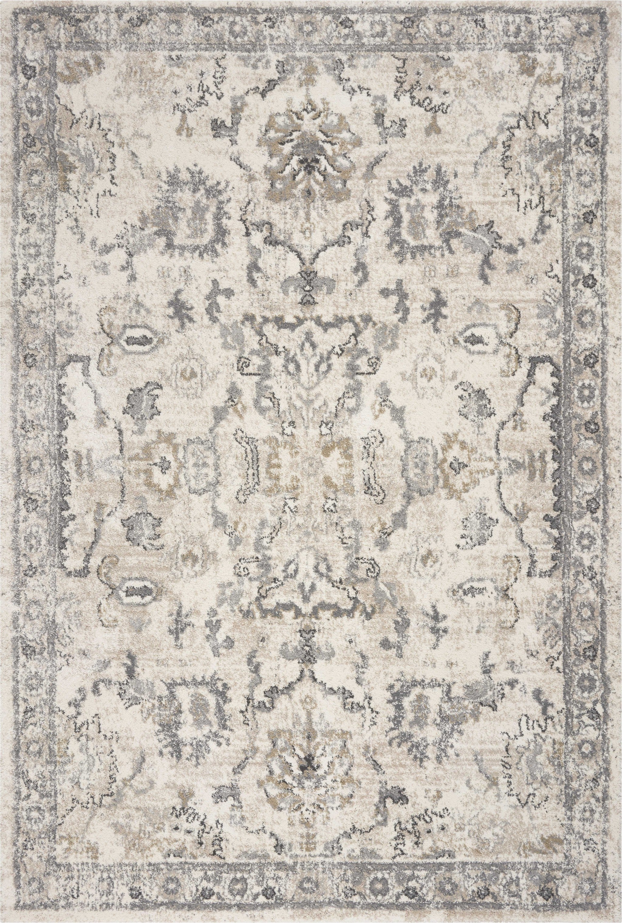 3' X 5' Ivory And Gray Floral Medallion Distressed Area Rug - Home & Garden